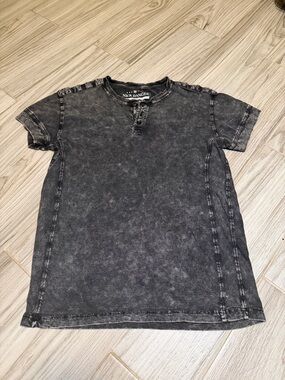 Nick Danger Men's Short Sleeve Washed Black Henley Tee